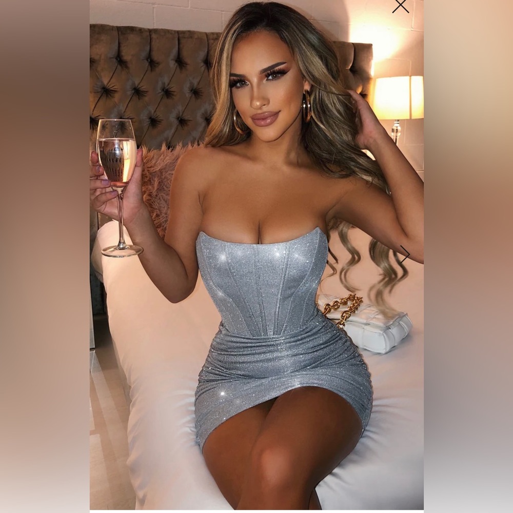 Babyboo Fashion Cindy Mini Dress - Silver Sparkle